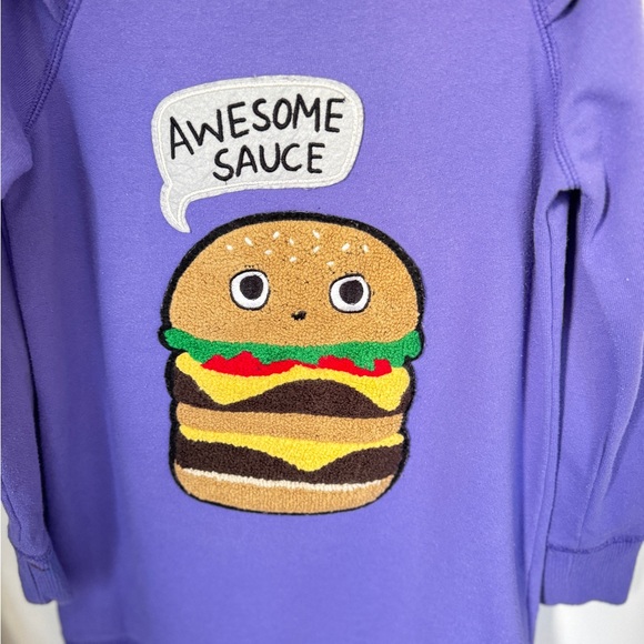 🍔 “Awesome Sauce” Ruffle Raglan Dress — Size 6-7 💜✨ - Picture 3 of 7